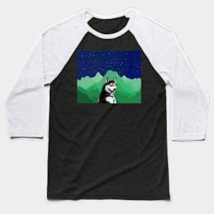 Husky and Mountains Baseball T-Shirt